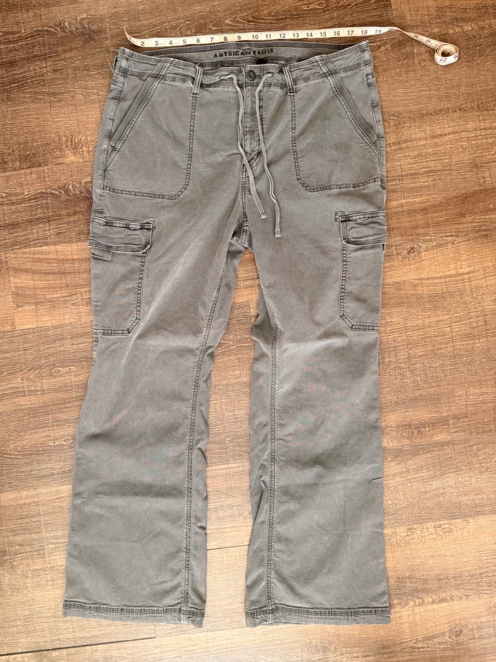 American Eagle Outfitters Gray Cargo Pants with Drawstring Waist